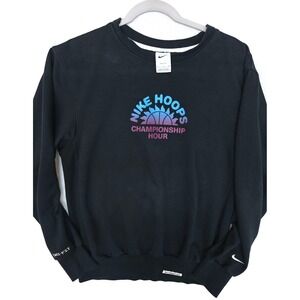 Nike Sweatshirt Mens Small Black Crewneck Dri-FIT Nike Hoops Championship Hour